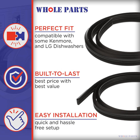Whole Parts Dishwasher Door Seal Gasket Part# 3920DD3005D - Replacement Compatible with Some Kenmore and LG Dishwashers