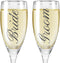 BANBERRY DESIGNS Bride and Groom Champagne Glasses Set of 2 - Elegant Toasting Flutes Silver Wedding Champagne Set (6