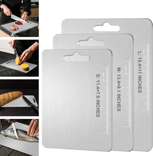 Titanium Cutting Board Set of 3, 100% Pure Titanium Metal Cutting Board