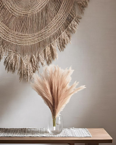 UiiziC Faux Pampas Grass Dried Fluffy 6pcs, 35" Ascendant Grass for Wedding Bouquets, Home Decor (Brown)