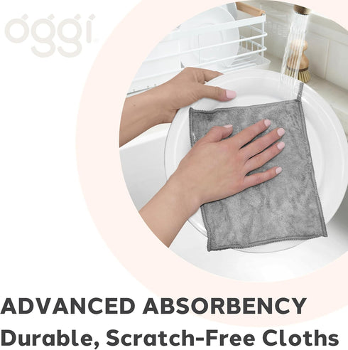 91% 6 7x9 Oggi Bambou Odor-Free Kitchen Washcloths - Natural Kitchen Dish Cloths, Bamboo-Derived Rayon Cellulose Fiber