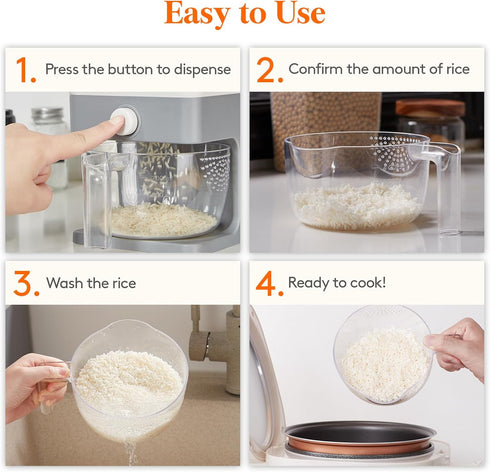 25 Lbs(11.3kg), 1 Pack Lifewit Rice Dispenser Rice Storage Container Sealed Moisture Proof with Measuring Cup