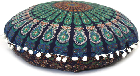 22 Inch CRAFT KALA Meditation Floor Pillows Cover Round Pillow Seating Hippie Decorative Adults Bohemian Mandala Circle