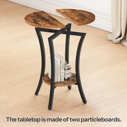 15.7", 2-Tier BF180BZ01 HOOBRO Round Side Table Sofa End Table, Small Storage Nightstand, for Small Spaces, Living Room