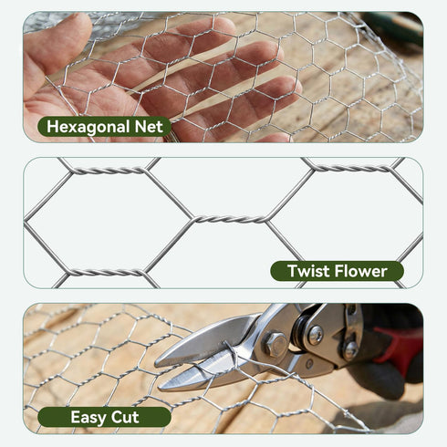 16in 82ft Amagabeli x Chicken Wire Fencing Garden Netting Poultry Wire Hexagonal Galvanized Mesh Roll Dog Barrier