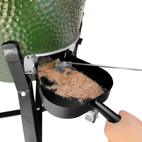 Set BBQ Ash Removal Tool for Big Green Egg Accessories, Kamado Grill Cleaning Tools Include Ash Rake and Ash Pan