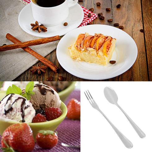 12pcs Stainless Steel Tea Dinner Server Spoon and Cake Fruit Forks, Kitchen Accessory for Wedding Party Dessert