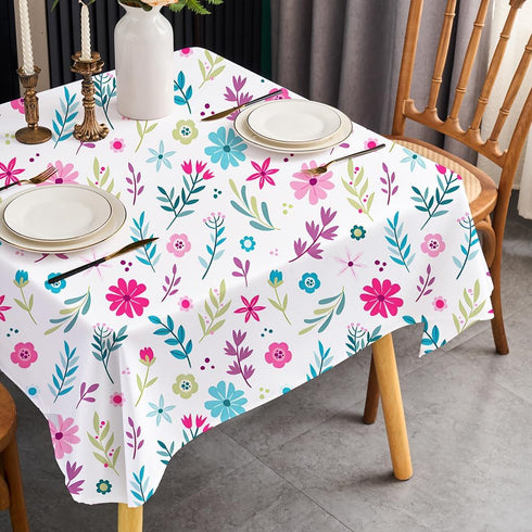 36 inch 2-4 Small Square Spring Tablecloth Floral Table Cloth for Seats Outdoor Patio Coffee Table Cute Wildflower