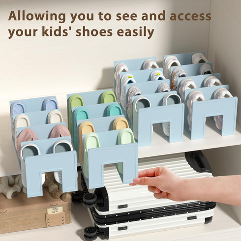 4 Pack Closet/Entryway, Kids Shoe Rack - Shoe Organizer for Toddlers & Children, Space-Saving Nursery Shoe Storage