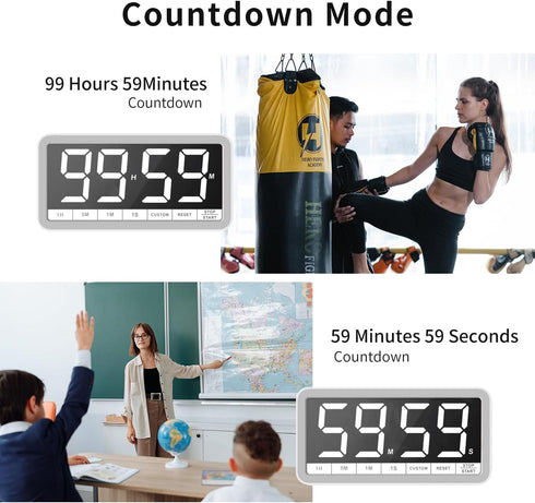 VOCOO Digital Kitchen Timer, 7.8” Extra Large Display, Magnetic LED Timer with 4 Alarms for Cooking and Home Gym