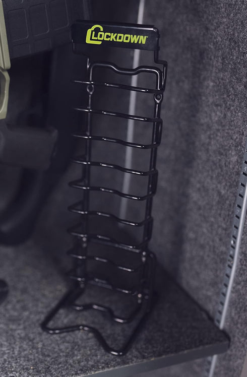 Lockdown Magazine Rack, Vinyl Coating and Steel Frame for Gun Vault Organization