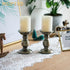 2 Pcs Bronze Iron Pillar Candle Holders, Ideal for 3" Pillar Candles, Gifts for Wedding, Home, Spa