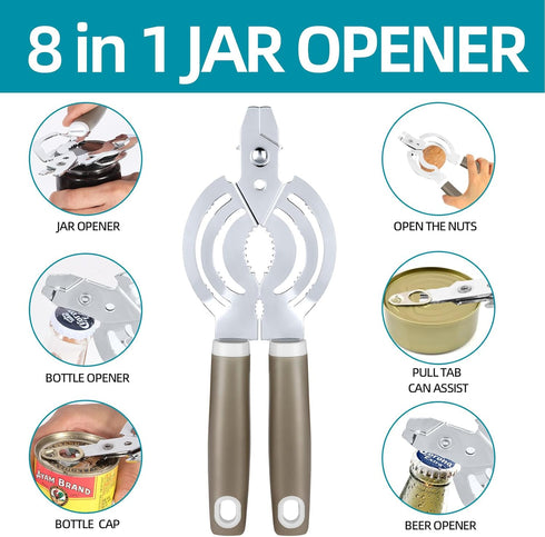 Multifunctional Jar Opener for Seniors, Stainless Steel Easy Twist Bottle Opener for Arthritis