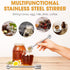 DUGATO Honey Dipper Set (2 Pack, 6.3") - 304 Stainless Steel Honeycomb Sticks for Honey Pot, Syrup Drizzler, Elegant