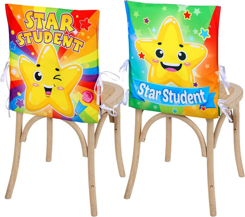 2 Pieces Star Student Chair Cover for Kids, Colorful Seat Cover for Classroom, Office, Home Party, 18.9 x 15.75 Inches