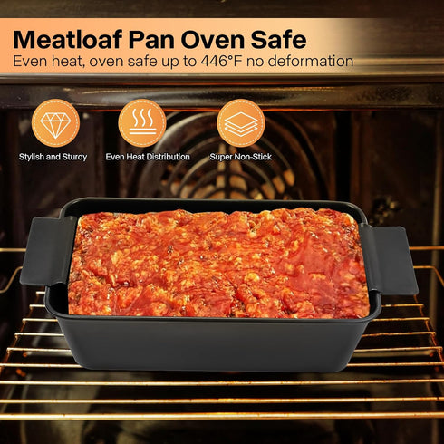 4 Pack Nonstick Meatloaf Pan with Drain Tray, 9x5 Inch Bakeware Pan for Oven Baking Bread and Roasting Meat