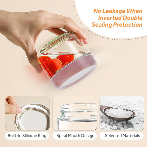 MOLADRI 4 Pack 12oz Glass Clear Storage Canister with Airtight Lid, Overnight Oats Containers, Small Cute Decorative