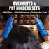 Rorecay Extra Long Oven Mitts and Pot Holders Set, Heat Resistant Silicone Oven Mittens for Kitchen Baking (Lake Blue)