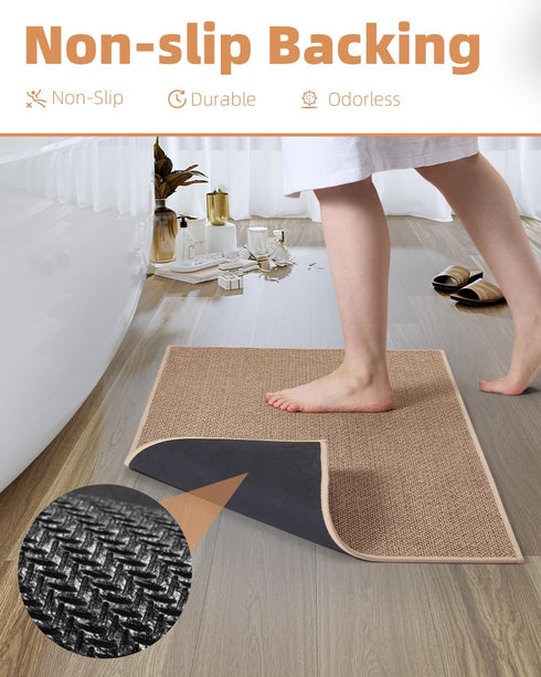 Non-Slip Bath Mats for Bathroom, Rubber-Backing Absorbent Quick Dry Rugs, Machine Washable Thin Bathroom Floor