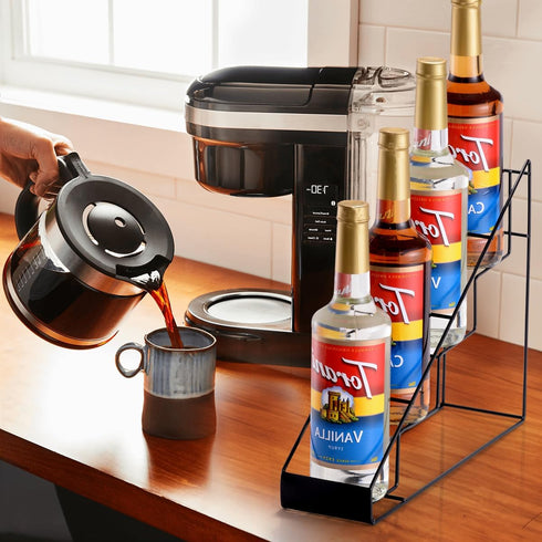 Coffee Syrup Rack for Coffee Bar Accessories, Organizer Holds 4 Bottles, Fits with Torani and Monin Syrup