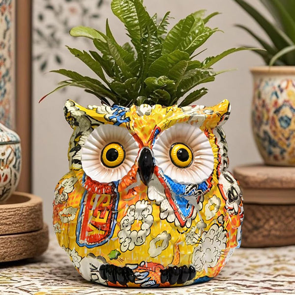 Midcentury Modern Decor Owl Planter, Bird Figurine Succulent Plant Pots for Plants,