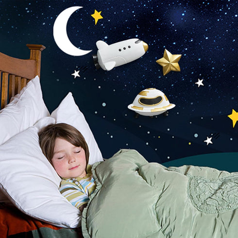 3Pcs 3D FJS Rocket Spaceship Outer Space Wall Decor, Cute Wall Sculptures for Boys Room Decor, Astronaut Galaxy Nursery