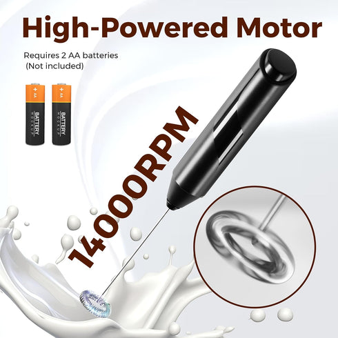 HealSmart Milk Frother Handheld, Battery Operated Whisk Maker with Stainless Steel Stand for Coffee, Lattes