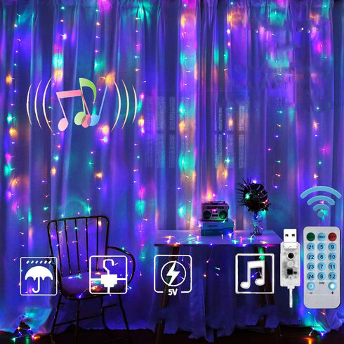 Epicgadget Epidgadget Window Curtain String Lights, 300 LED USB Powered Copper Wire String