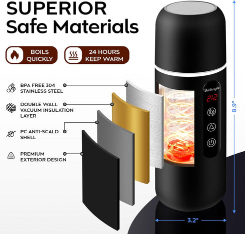 Kettle,12V/24V Electric Travel Car Coffee Warmer Kettle,Portable Hot Water Boiler,Small Hot Water Heater with Built