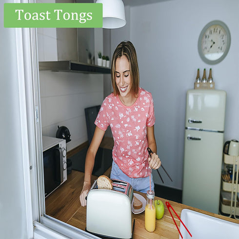 3PCS Silicone Toast Tongs, 11.8 Inch Anti-Slip Kitchen Tongs for Cooking, BBQ Grilling, Pan Fried Steak