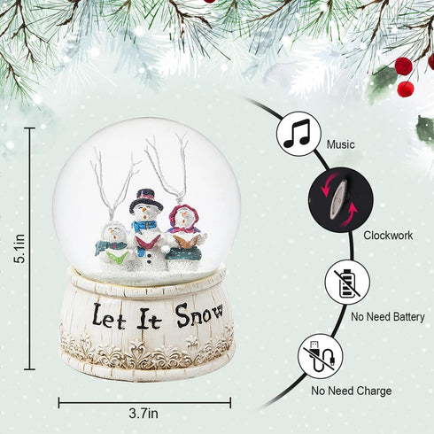 Christmas Snow Globes Glitter Water Globe Musical Snow Globe Decoration Plays Let It Snow, Snowman Xmas Snow Globe