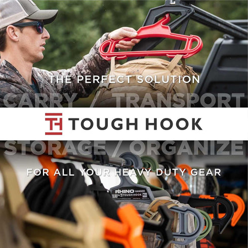 Rhino Tough Hook Heavy Duty Clothes Hangers - USA-Made Military Grade Coat Hanger for Body Armor & Jacket, 200-lb