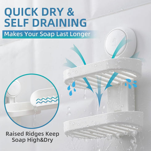 2 TAILI Soap Holder Soap Dish for Shower, Suction Cup Soap Holder for Shower Wall, Bathroom Accessories, Removable