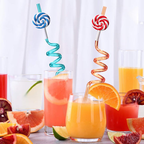 Candyland Party Supplies Drinking Plastic Straws, Reusable 24 for Kids Birthday Party Favors