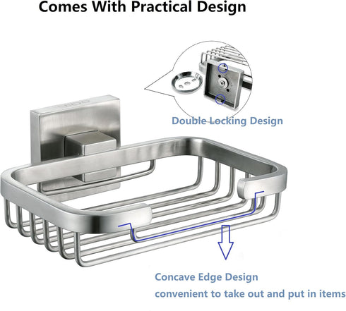 SEIDO 304 4.8" 3.2" Soap Dish for Shower Wall, Stainless Steel Bar Soap Holder for Bathroom & Kitchen, Brushed Nickel
