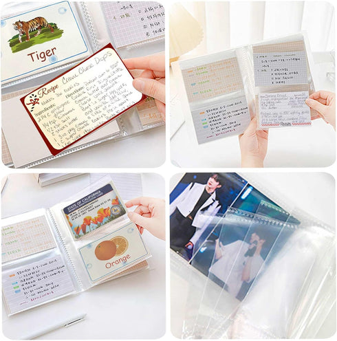 3x5 Index Card Organizer: BetterJonny Clear Plastic Holder for Recipe Cards, Flash Cards, 40 Page Holds 160 Cards