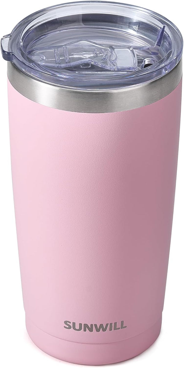 SUNWILL Travel Coffee Tumbler, 20 oz Insulated Mug with Lid, Stainless Steel Cup for Hot and Cold Drinks, Powder Coated