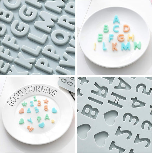 Verdental Silicone Letter and Number Candy Molds Set of 2 Non-stick Chocolate Molds for Happy Birthday Cake Decorations