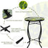 Decor10 Inch Subtropical Leaf Small Patio Table,Outdoor Side Table,Outdoor Bar Table,Metal Glass End Table for Porch