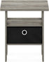 Furinno ANDREY Side Table, End Table, Night Stand with Open Shelves and Storage Bin, Bedside Table, for Living Room