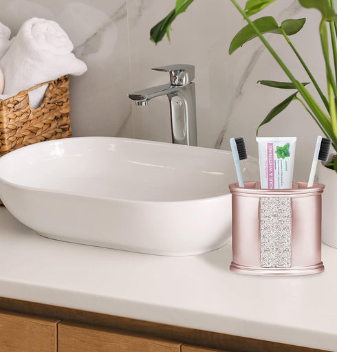 Popular Bath Sinatra Bath Shower Tooth Brush Holder | Silver Modern Classic Bath Accessories | Blush