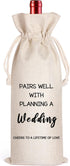 LANBAIHE Wedding Wine Bag, Linen Reusable Gift Bag for Bride and Groom Wine Gift