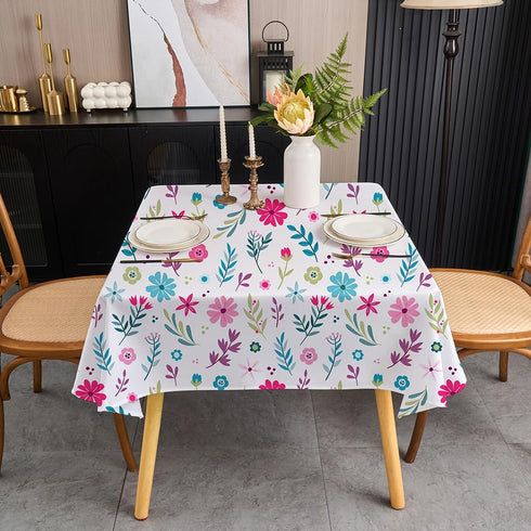 36 inch 2-4 Small Square Spring Tablecloth Floral Table Cloth for Seats Outdoor Patio Coffee Table Cute Wildflower