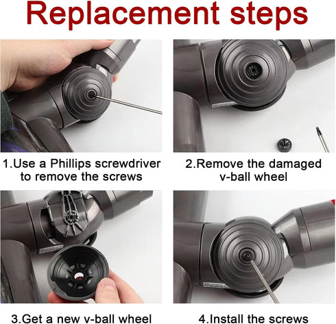 Dyson V6 V7 V8 V10 V11 V12 DC58 DC59 DC62 DC74 Vacuum Cleaner Ball Wheel + Soleplate Wheels Replacement Parts 35W 50W