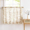Treatmentex Leaf Tier Curtains for Kitchen, 24" Short Bathroom Window Curtains, Print White and Taupe, 2 Panels