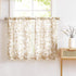 Treatmentex Leaf Tier Curtains for Kitchen, 24" Short Bathroom Window Curtains, Print White and Taupe, 2 Panels