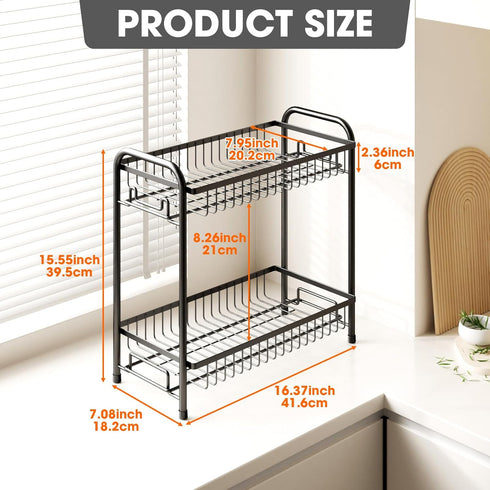 Countertop, 2-Tier Spice Rack for Standing Sturdy Metal Seasoning Organizer Holder, Space Saving Spice Shlef