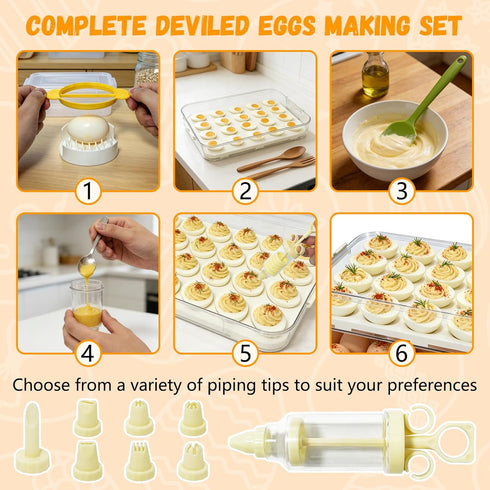 GXXWWSN 2-Layer 40 Deviled Egg Containers with Lid & Handle | Easter Gifts for Kids | Easter Deviled Egg Tray Carrier