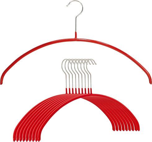 Mawa Euro Series Light Thin Non-Slip Clothes Hanger Style 40/P, Set of 10, Red