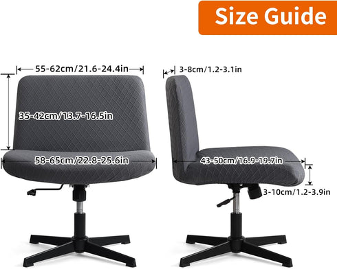 Armless Criss Cross Office Desk Chair Cover, Waterproof Stretch Jacquard Slipcover for Mid Back Wide Seat Gaming Chair